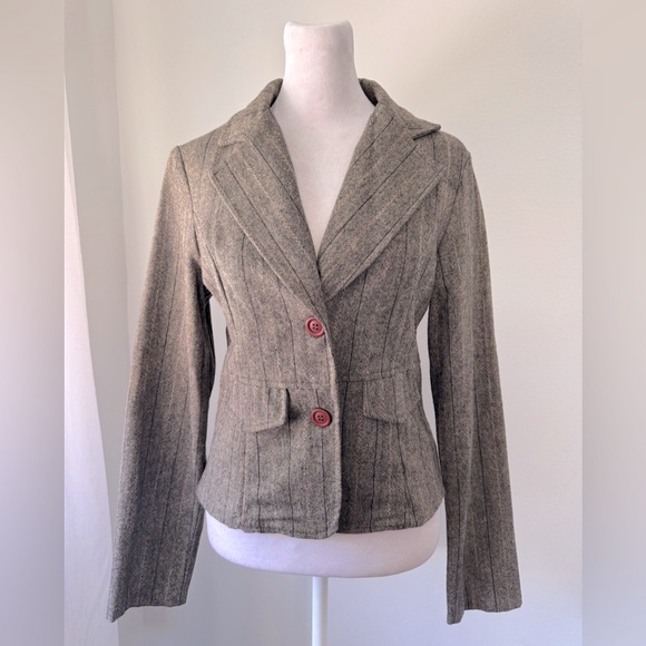 Have Grayish Brown Pinstriped Single Breasted Blazer - Picture 1 of 9